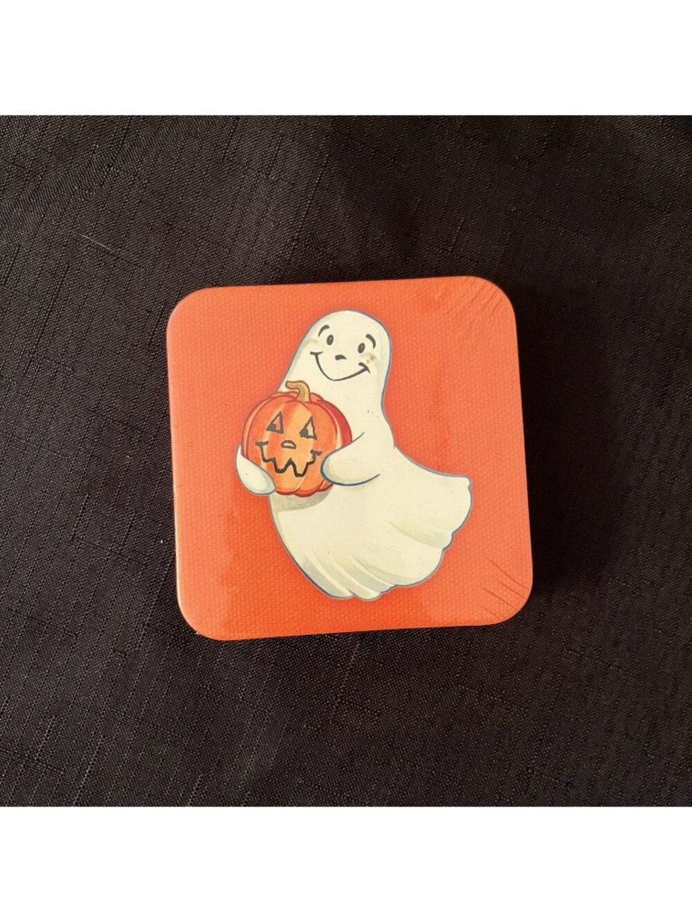 6 Longaberger 90075 Coasters Happy Halloween Cork Back Ghost Pumpkin Orange